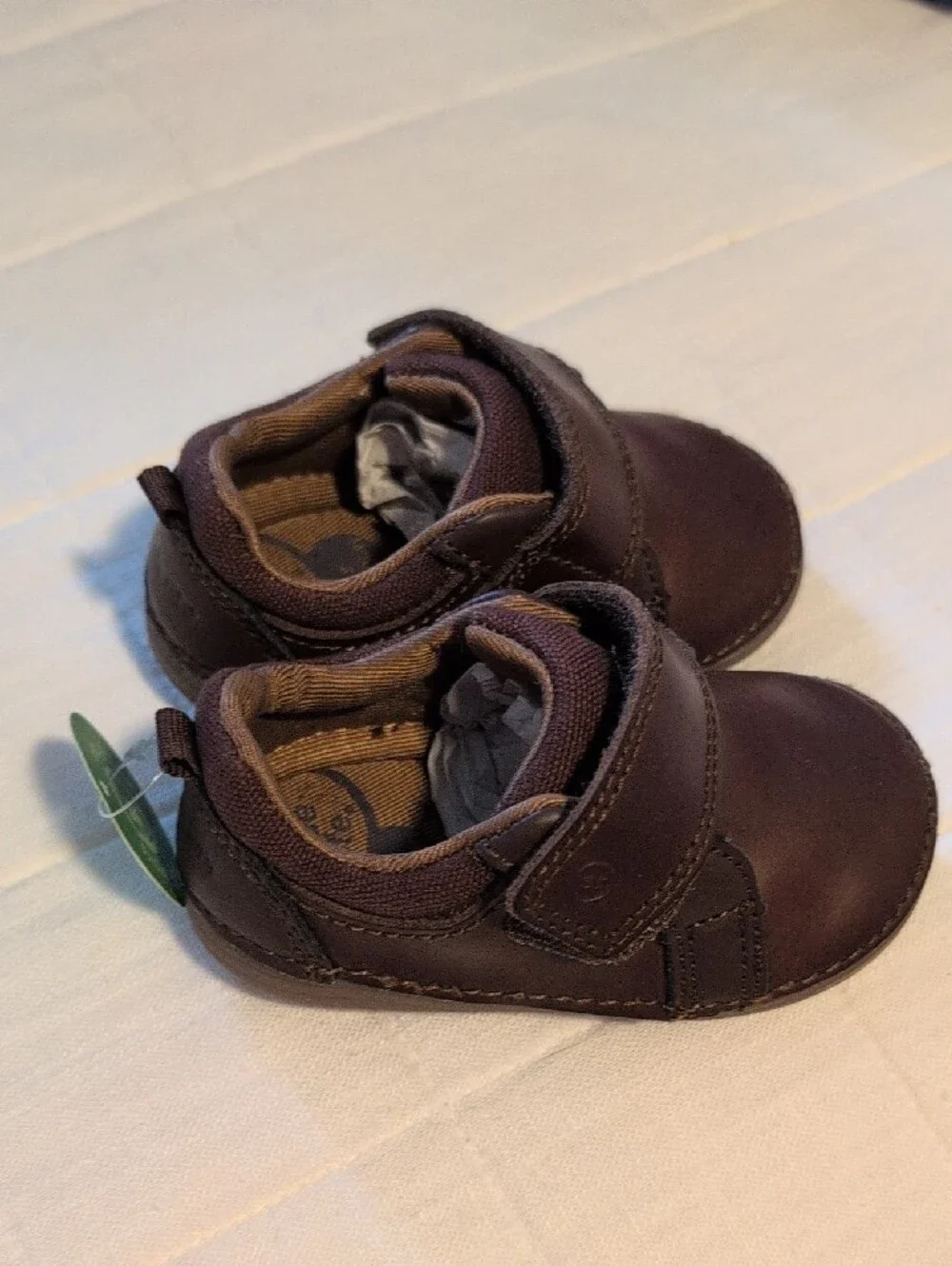 Stride Rite 3.5c - Brown Baby Walker Shoes with Hook-and-Loop Closure